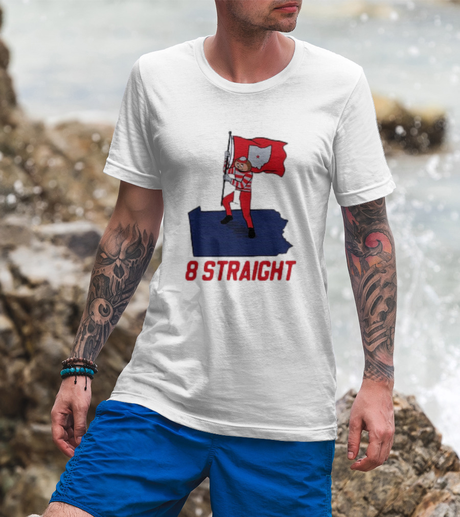 Ohio State Buckeyes Brutus Holding Flag 8 Straight T-Shirt