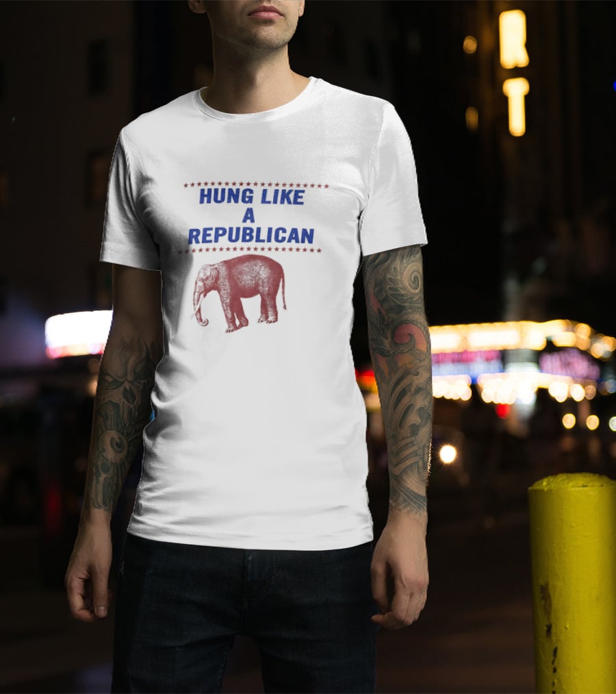 Hung Like A Republican Elephant Star Border T-Shirt