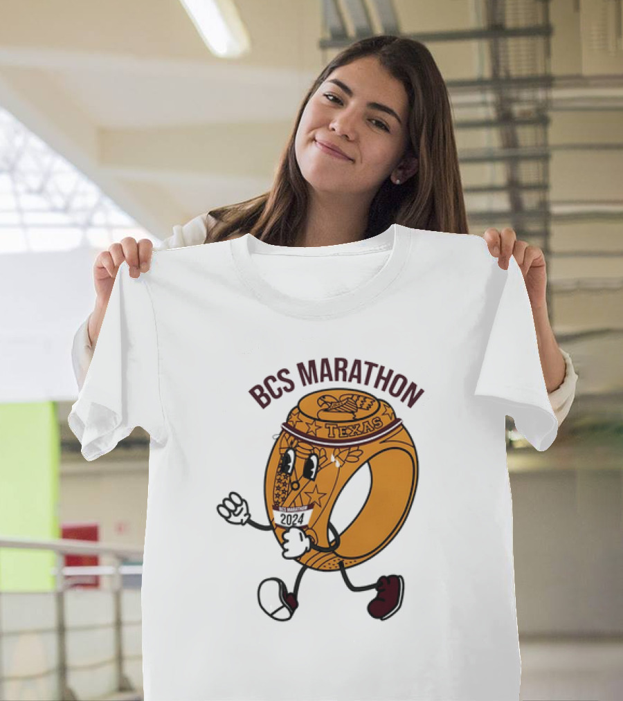 Texas BCS Marathon 2024 Running Ring Character T-Shirt