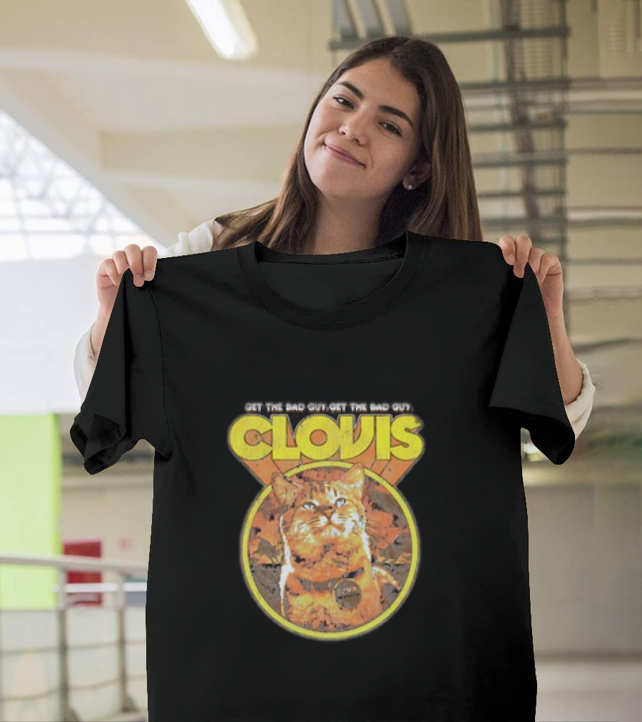 Clovis Get the Bad Guy Retro Attack Cat T-Shirt