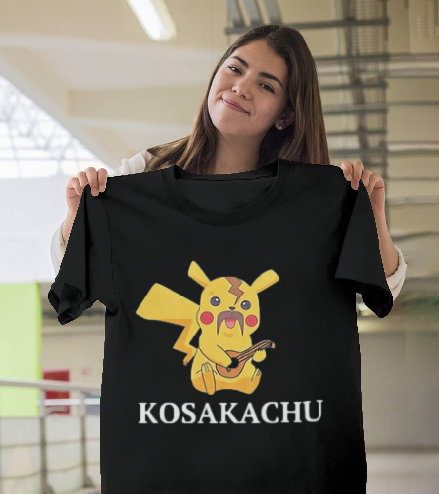 Kosakachu Pikachu Playing Guitar with Moustache T-Shirt