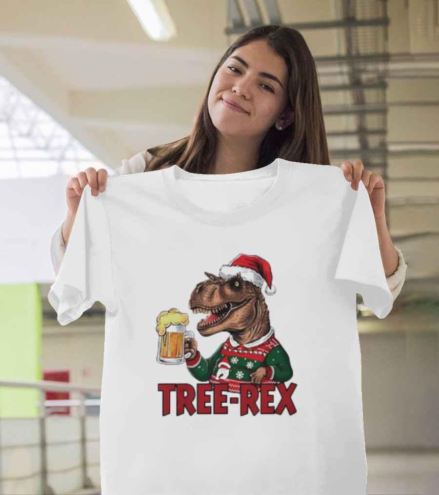Christmas Tree-Rex Ugly Sweater Merry Beer Dinosaur Trex T-Shirt