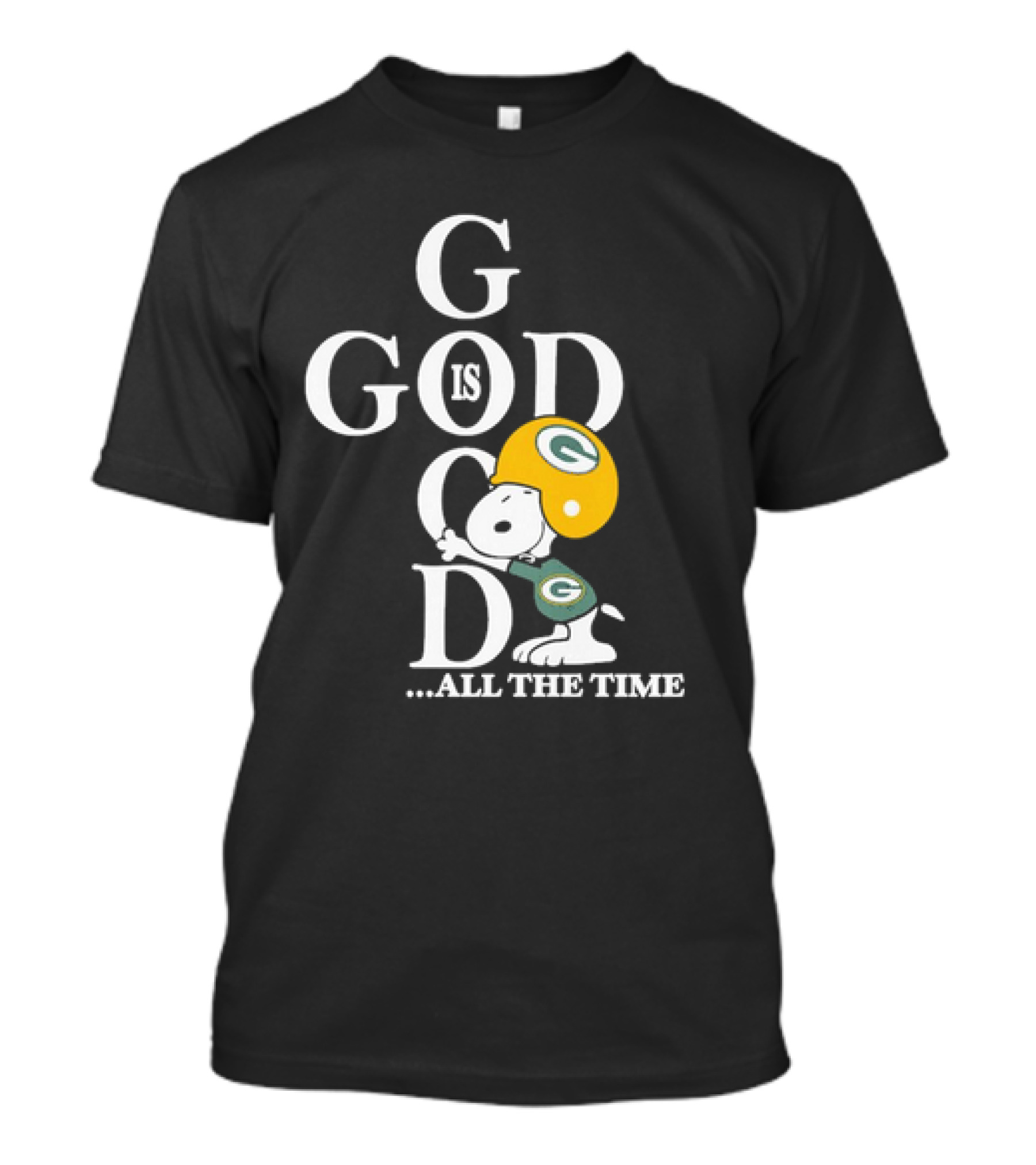 Green Bay Packers Snoopy God Is Good All The Time Football Helmet T-Shirt