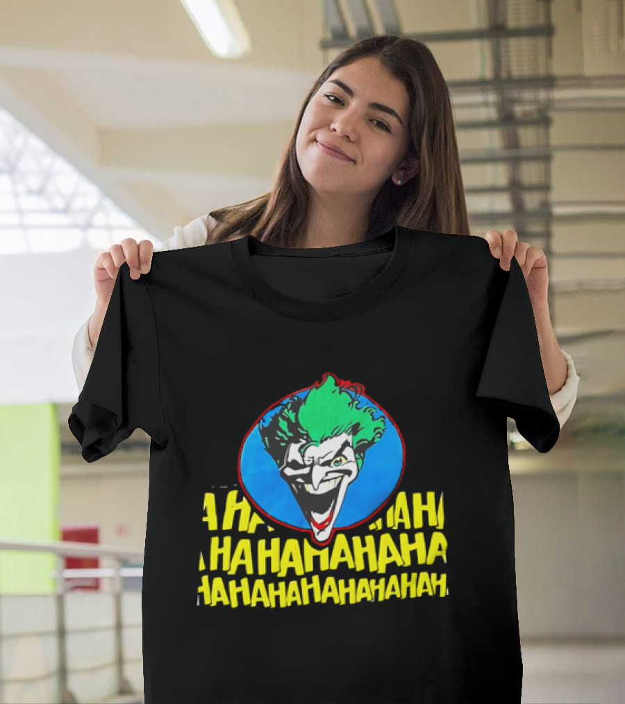 Joker DC Comics 1989 Hahahaha Vintage Iconic Laughing Face and Text T-Shirt