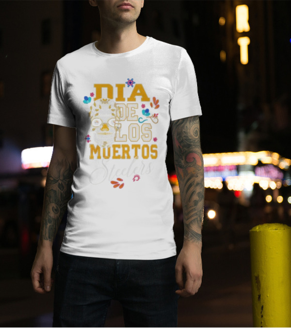 Pittsburgh Steelers Dia De Los Muertos Skull Flowers T-Shirt