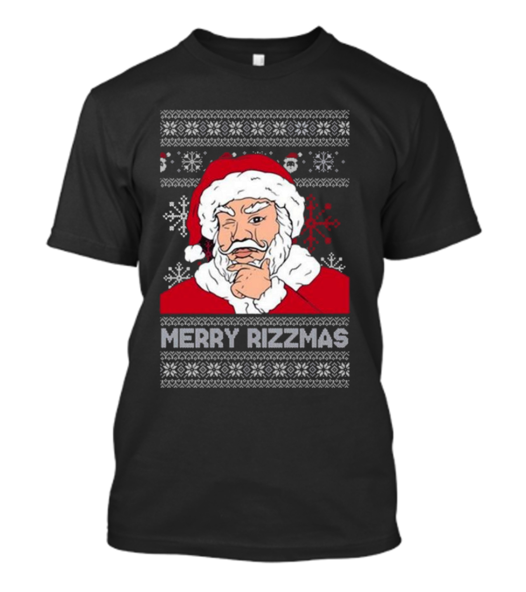 Santa Claus Merry Rizzmas Ugly Christmas Winking Santa T-Shirt