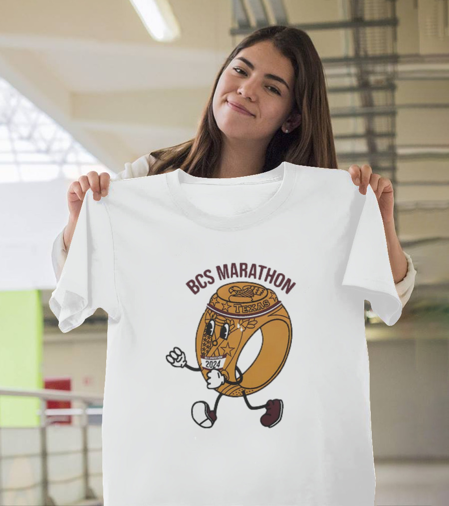BCS Marathon 2024 Texas Running Ring Character T-Shirt