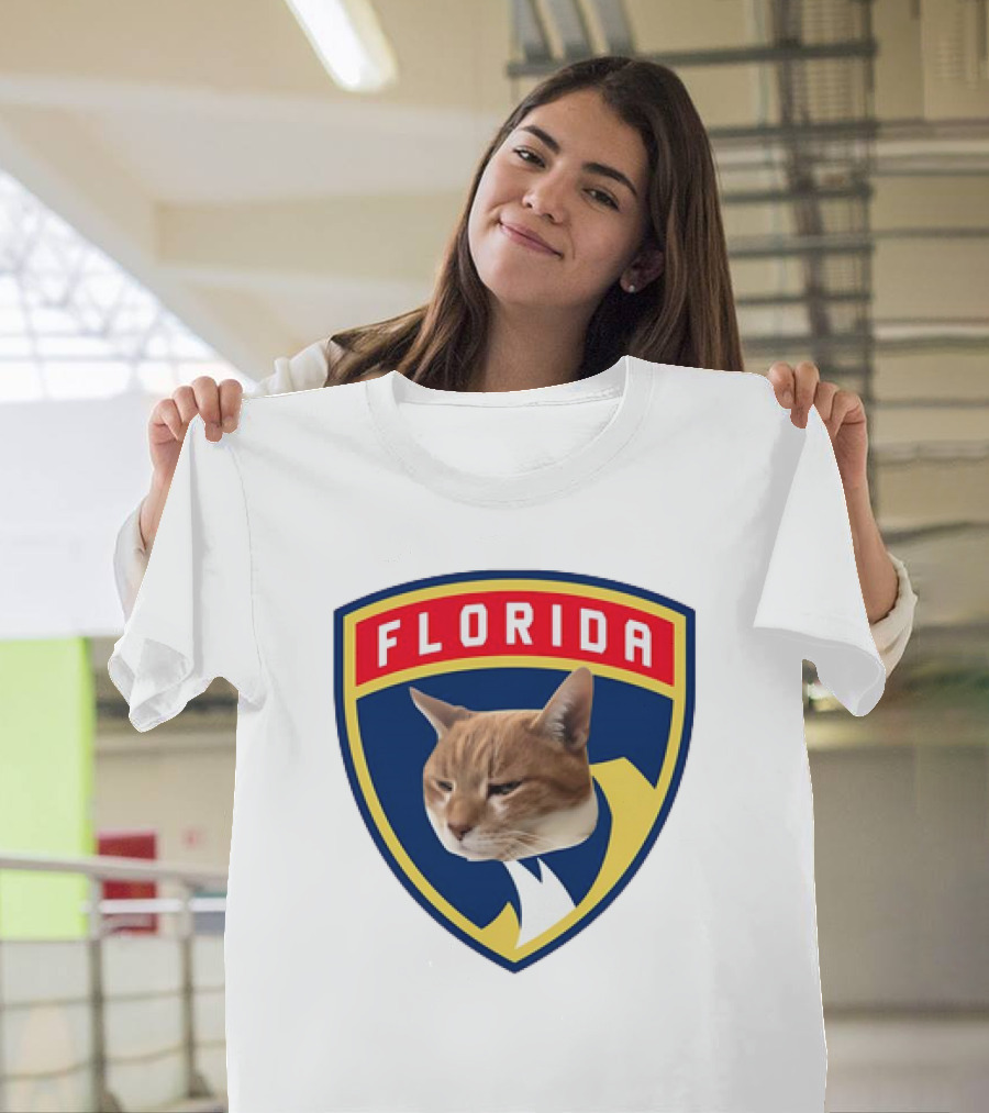 Florida Panthers Cat Face Shield Badge T-Shirt