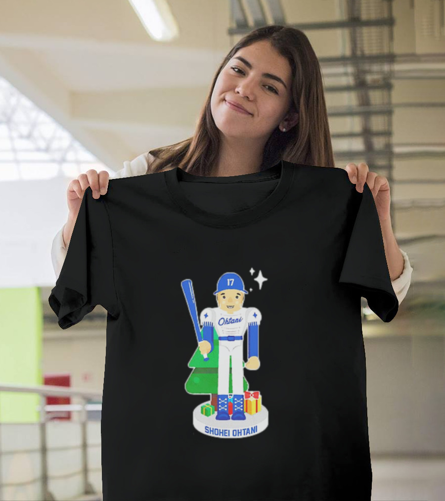 Shohei Ohtani Los Angeles Dodgers MLBPA Christmas Nutcracker with Tree and Gifts T-Shirt