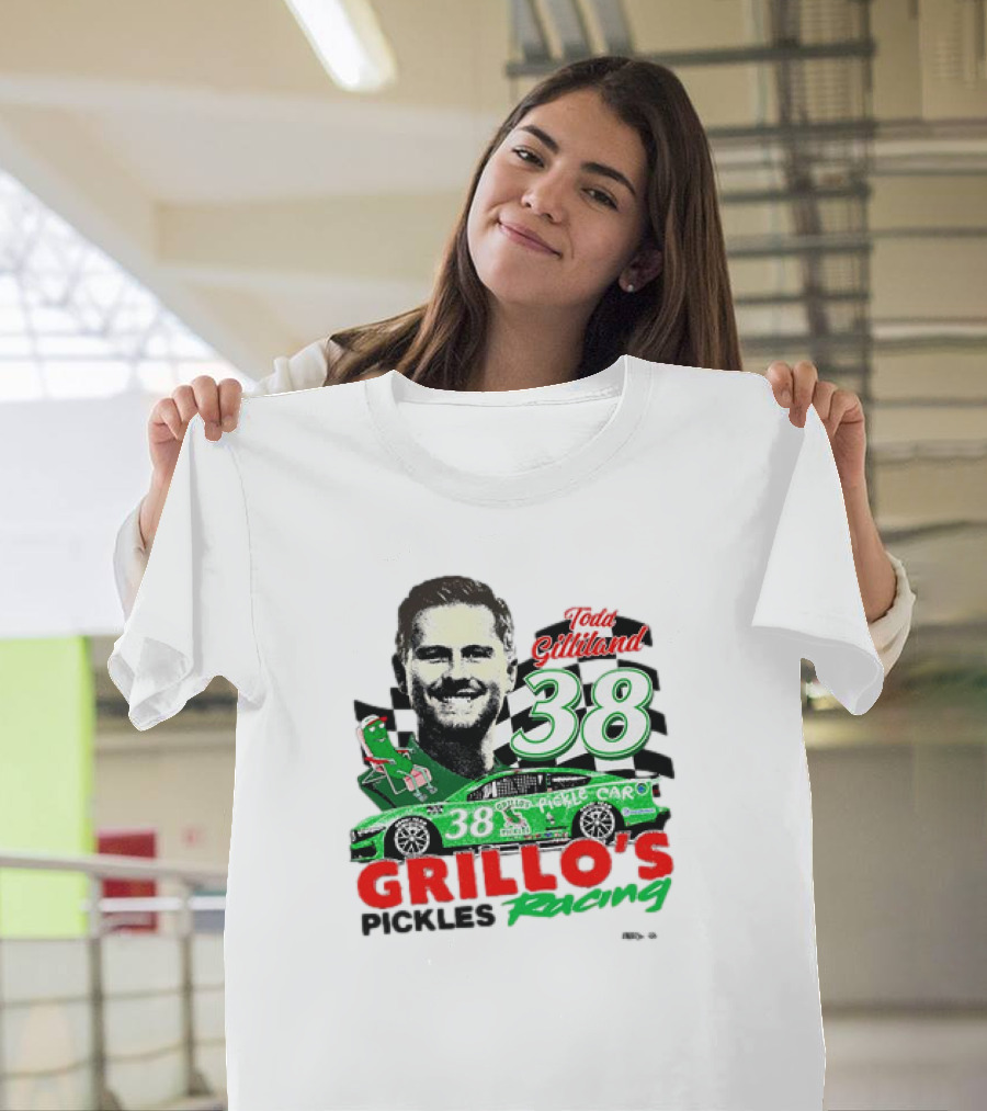 Todd Gilliland 38 Grillo's Pickles Racing Car Checkered Flag Sports T-Shirt