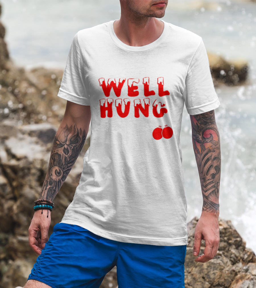 Well Hung Red Christmas Balls Snow-Capped Letters T-Shirt