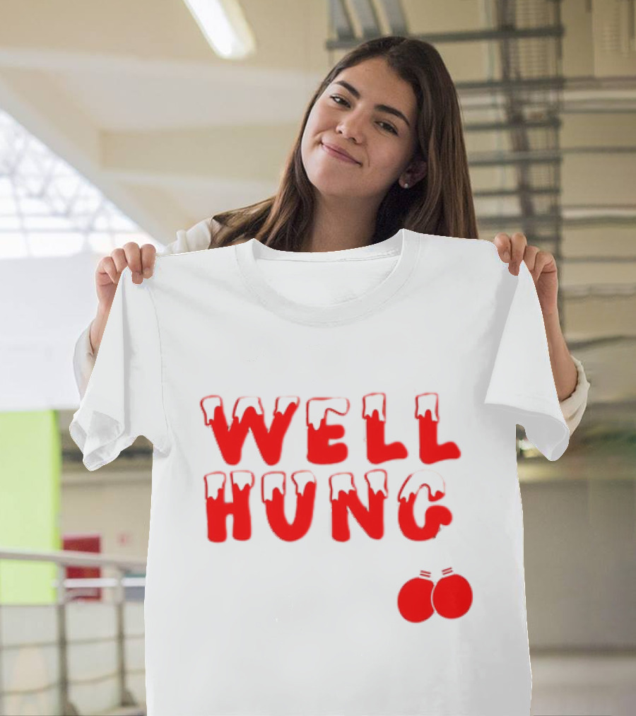 Well Hung Red Christmas Balls Snow-Capped Letters T-Shirt