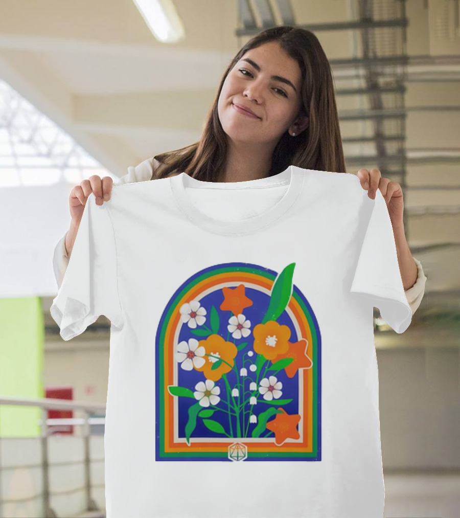 Critical Role Hope Blooms Floral Design Rainbow Border Blossoms T-Shirt