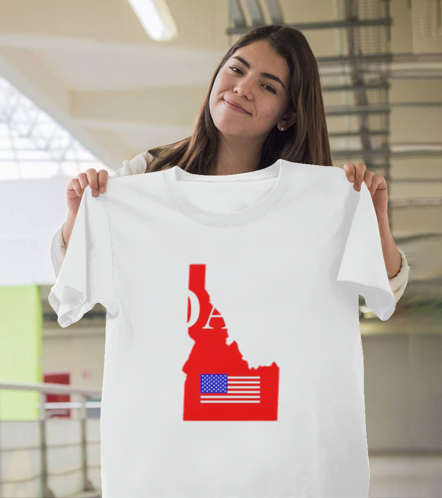 Don’t California My Idaho Red State Outline with American Flag T-Shirt