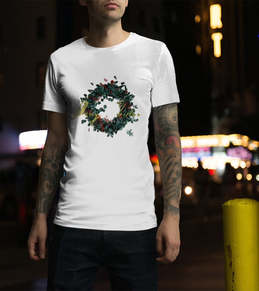 Merry Christmas Outdoor Wreath T-Shirt