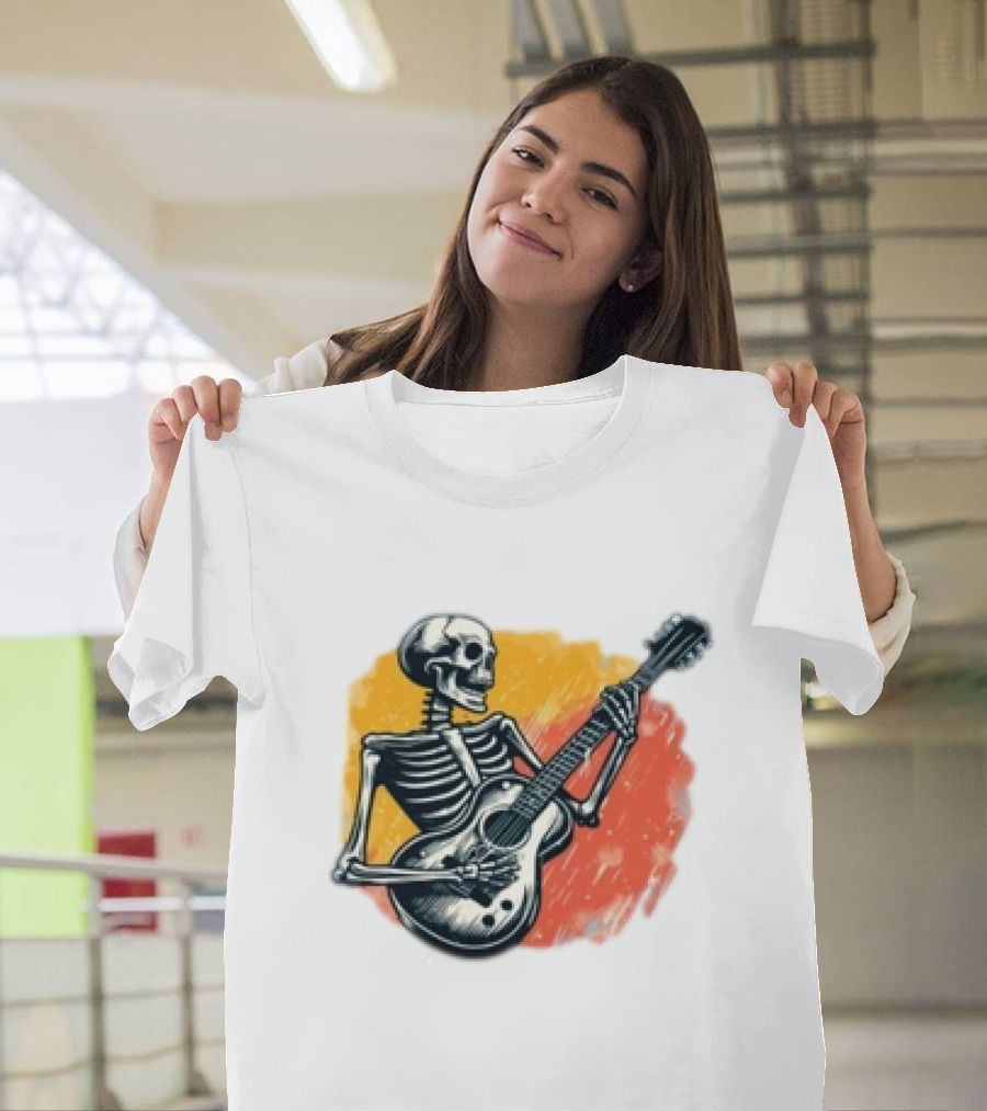 Skeleton Guitarist Rock Band Iconic T-Shirt