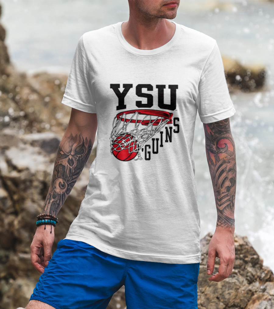 YSU Guins Basketball Hoop Retro T-Shirt