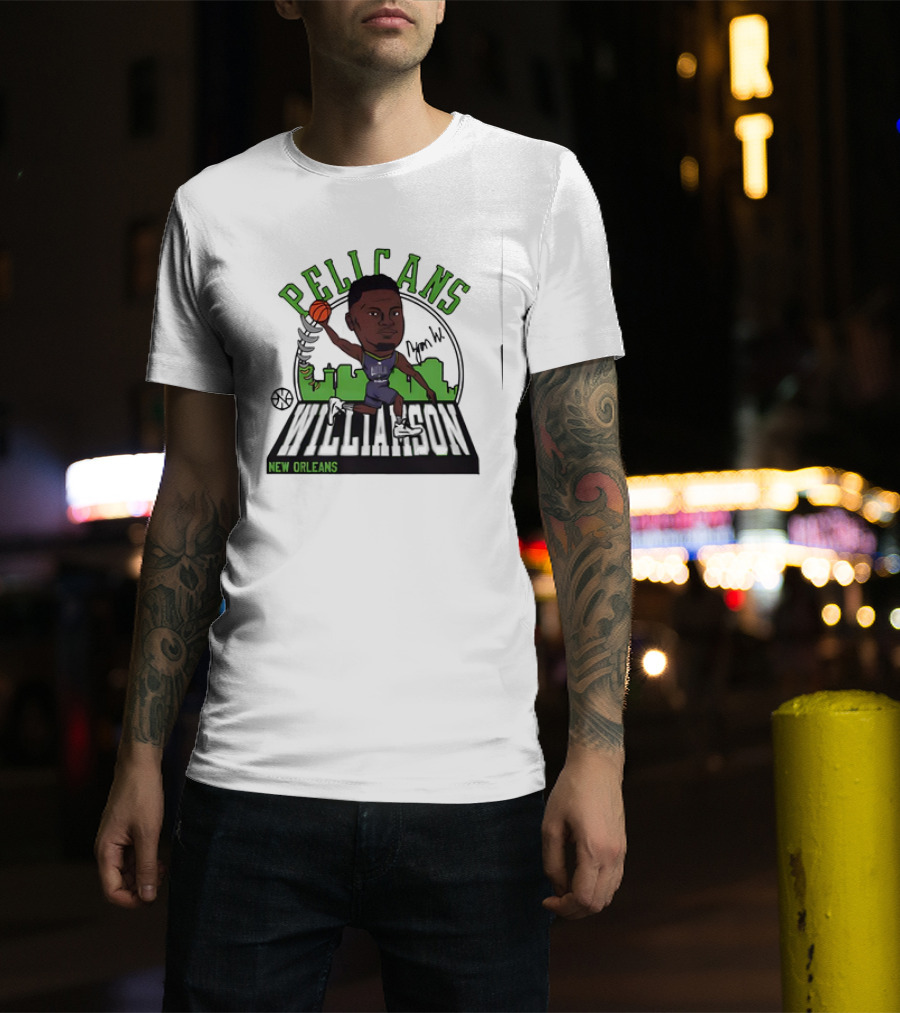 Pelicans New Orleans Zion Williamson Signature Caricature T-Shirt