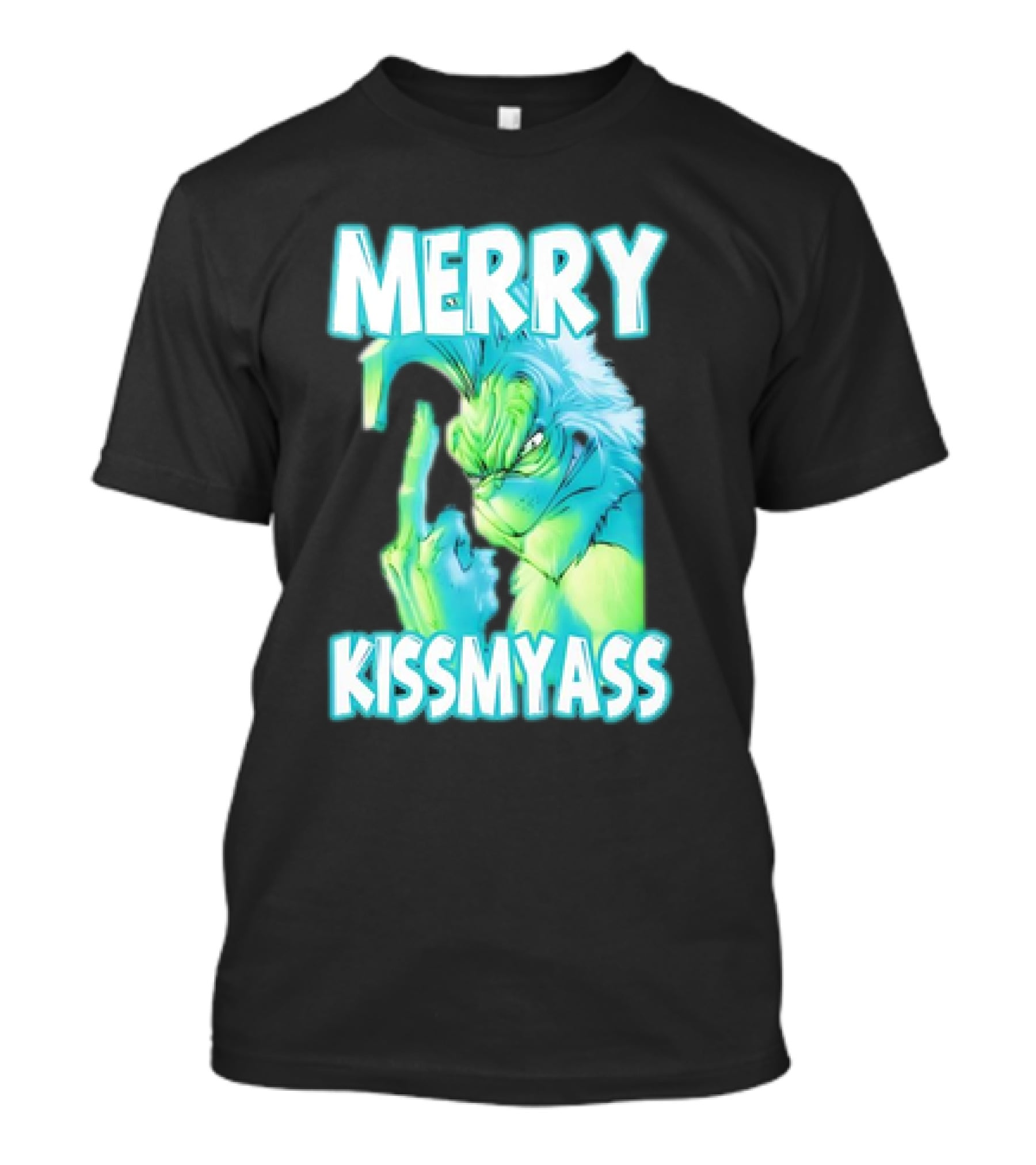 Merry Kiss My Ass Grinch Middle Finger T-Shirt