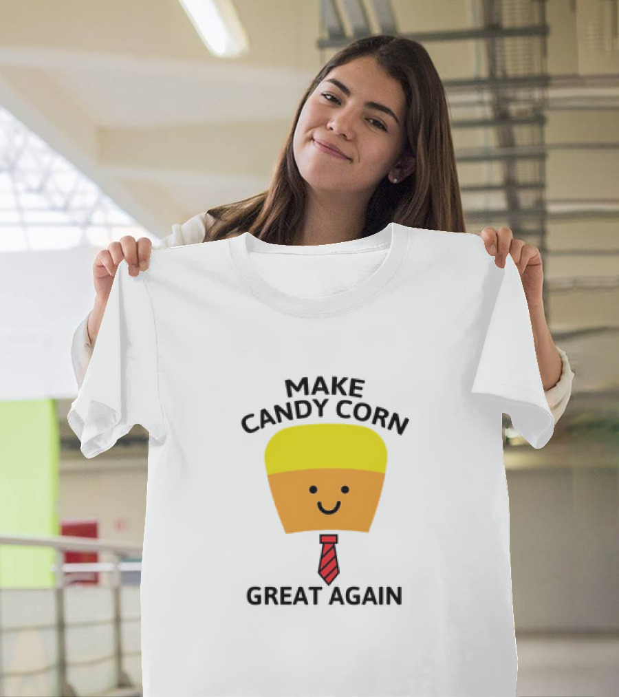 MAKE CANDY CORN GREAT AGAIN Candy Corn Face With Yellow Hair And Red Tie T-Shirt