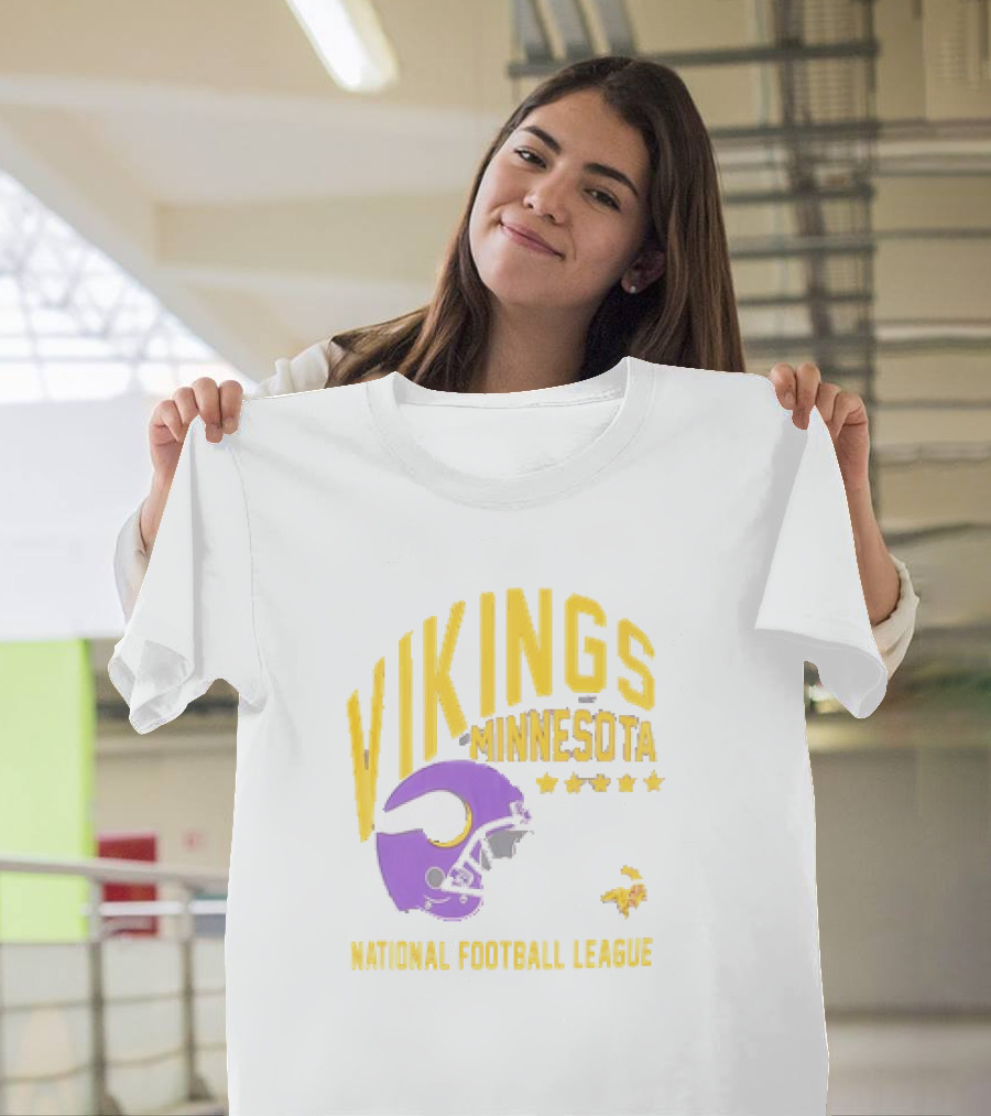 Minnesota Vikings National Football League Helmet Stars T-Shirt