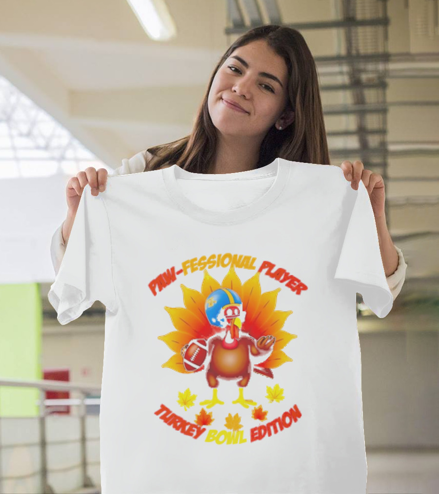 Paw-fessional Player Turkey Bowl Edition Football Helmet Maple Leaves T-Shirt