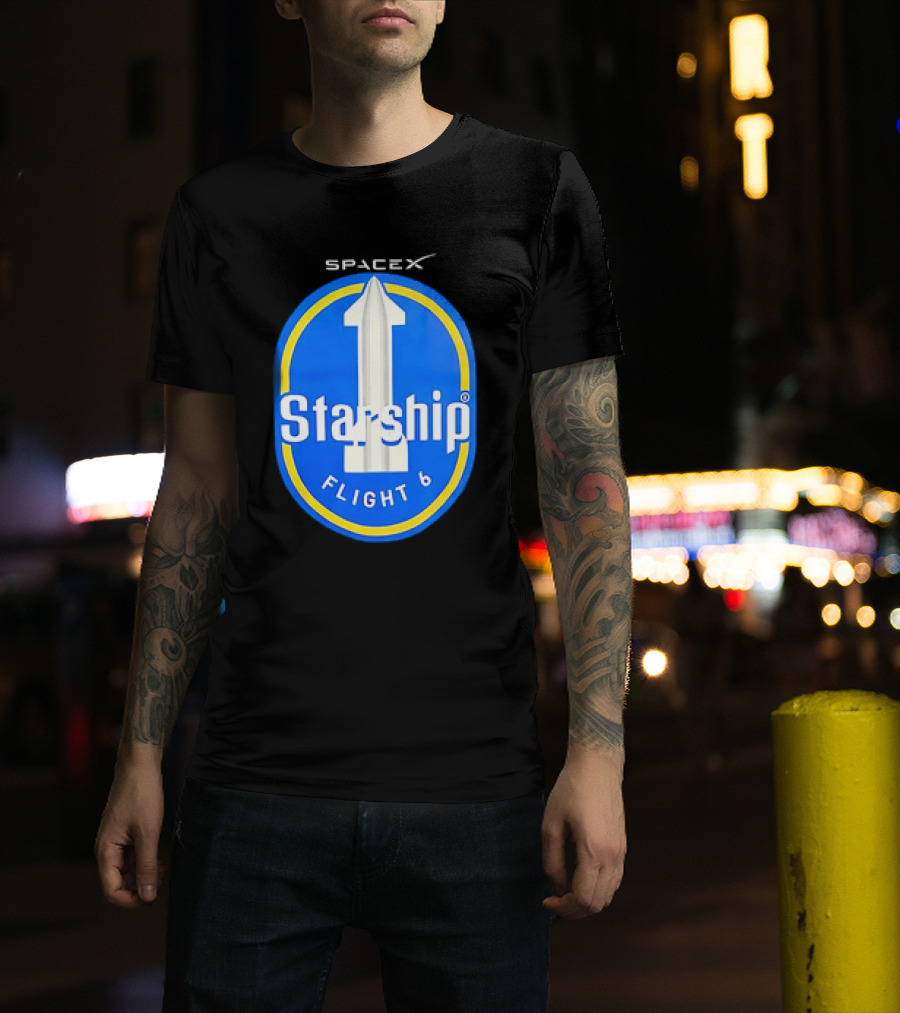 SpaceX Starship Flight 6 Emblem With Rocket T-Shirt