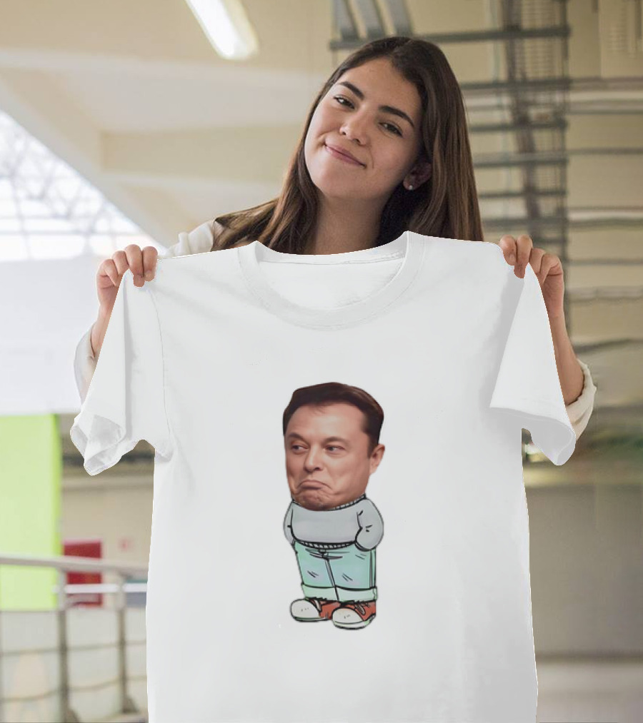 Elon Musk Cartoon Character Chill Guy With Dog Attire T-Shirt