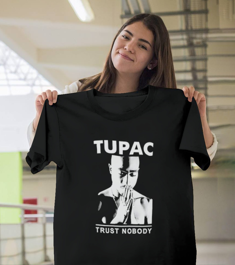 Tupac Trust Nobody Black And White Praying Hands T-Shirt