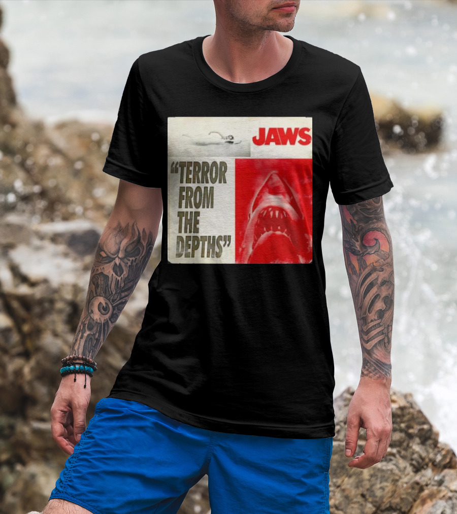 Jaws Terror From The Depths Retro Classic Movie Iconic Shark Attack Scene T-Shirt