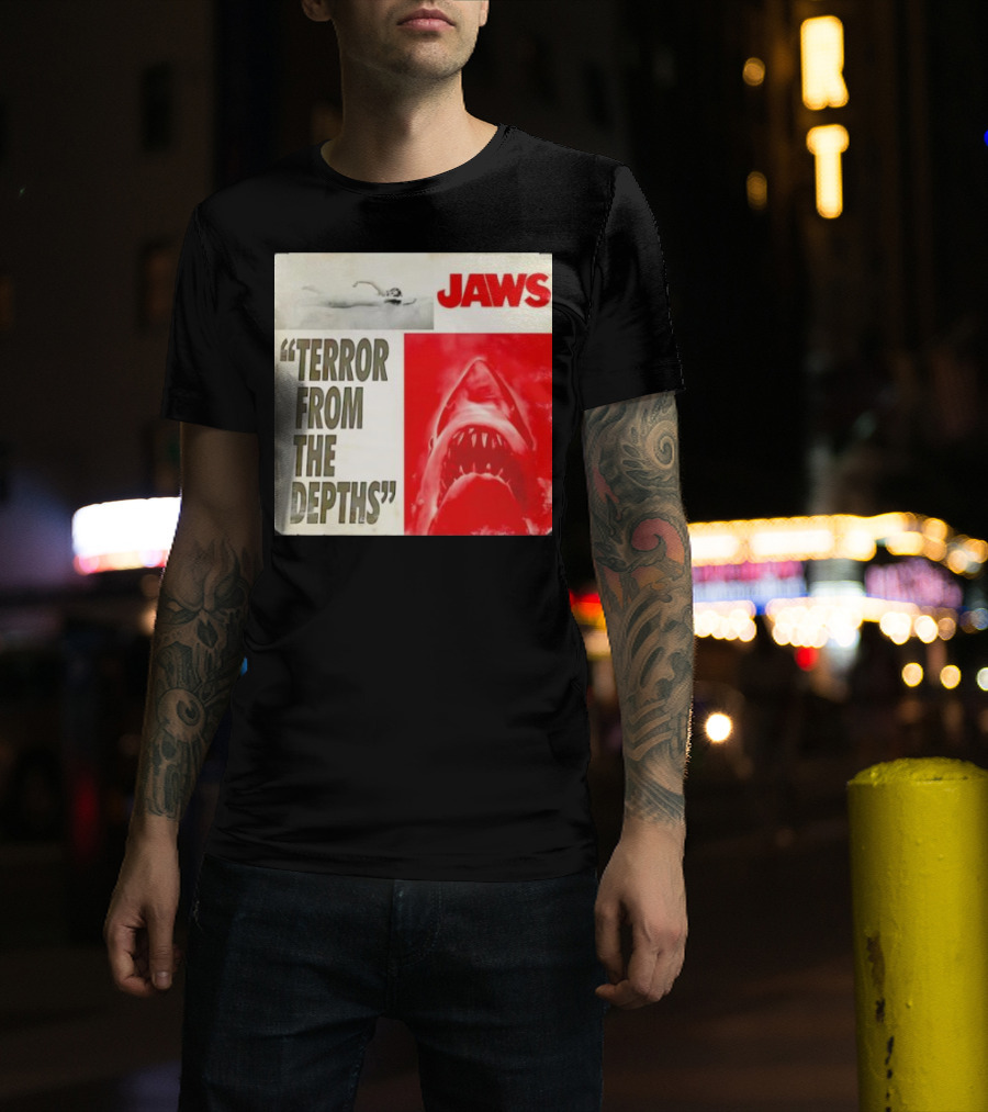 Jaws Terror From The Depths Retro Classic Movie Iconic Shark Attack Scene T-Shirt