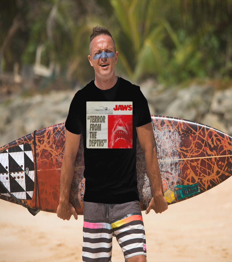 Jaws Terror From The Depths Retro Classic Movie Iconic Shark Attack Scene T-Shirt
