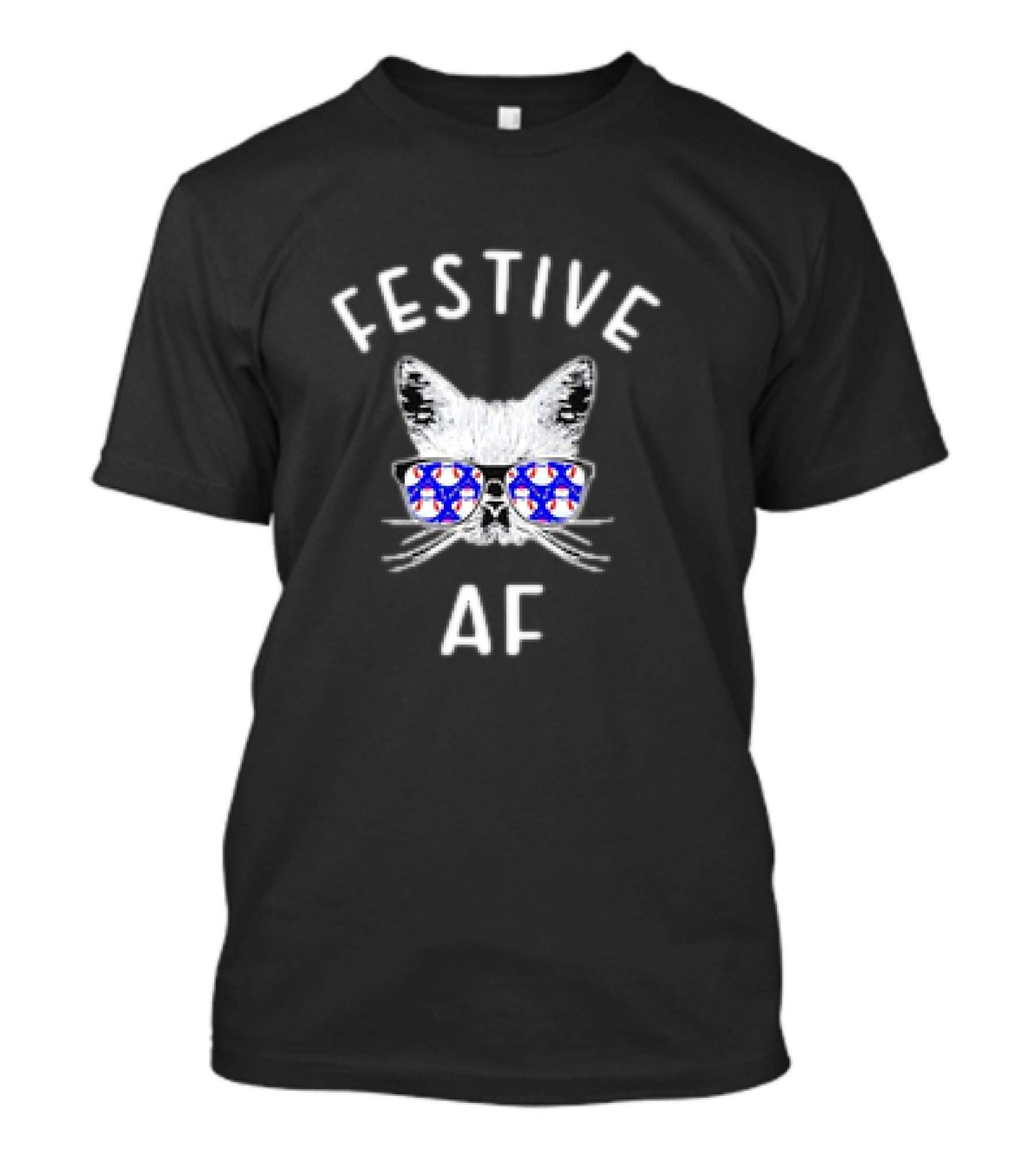 Festive AF Cat With Christmas Snowman Sunglasses T-Shirt