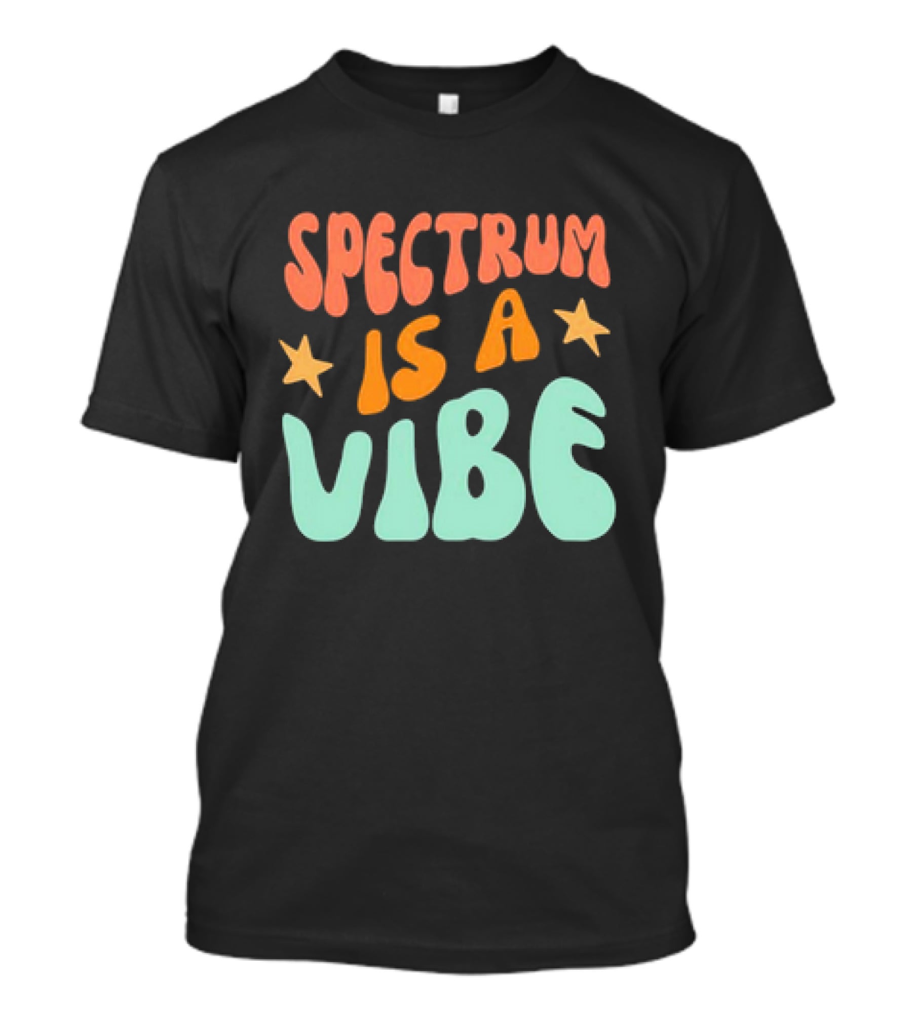 Spectrum Is A Vibe Stars Retro Groovy Text T-Shirt