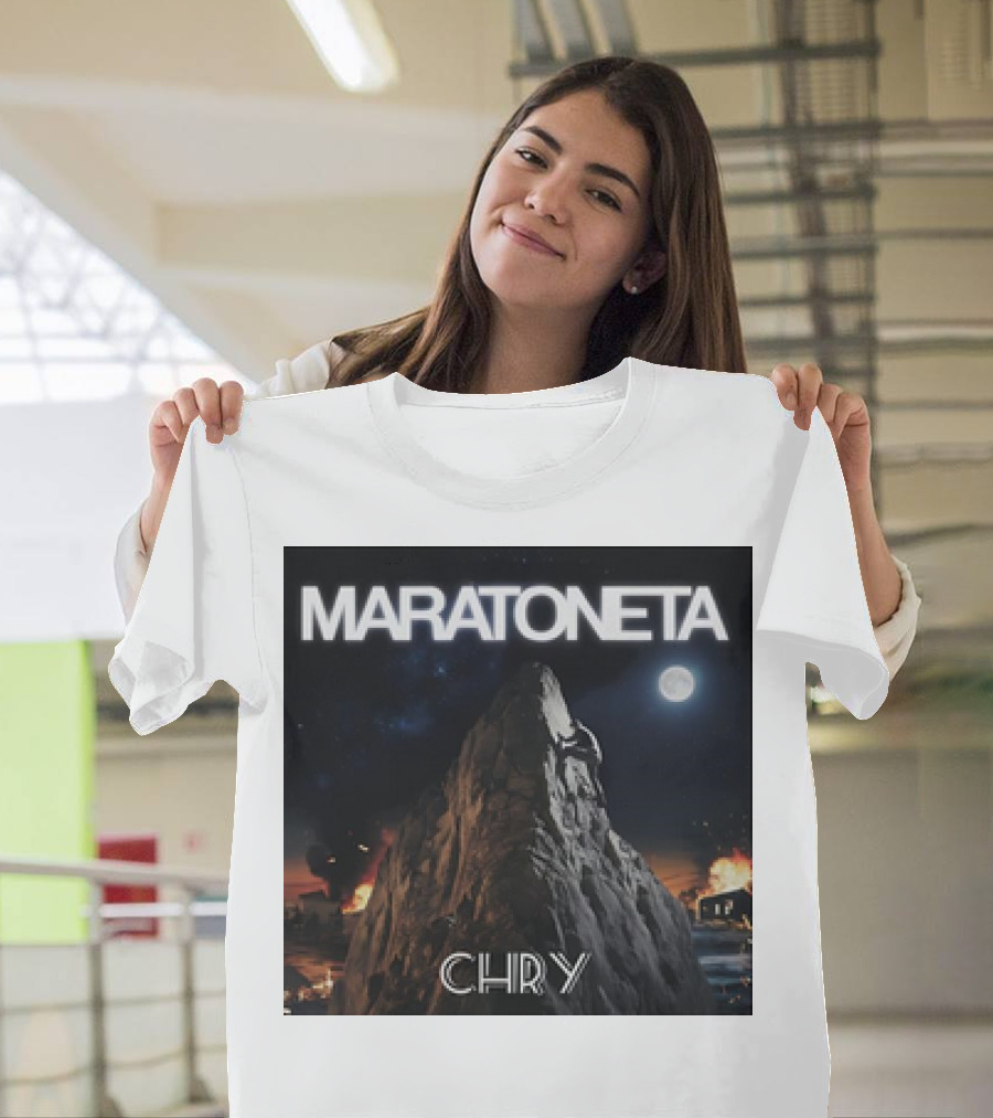 MARATONETA CHRY Mountain at Night with Full Moon and Fires T-Shirt