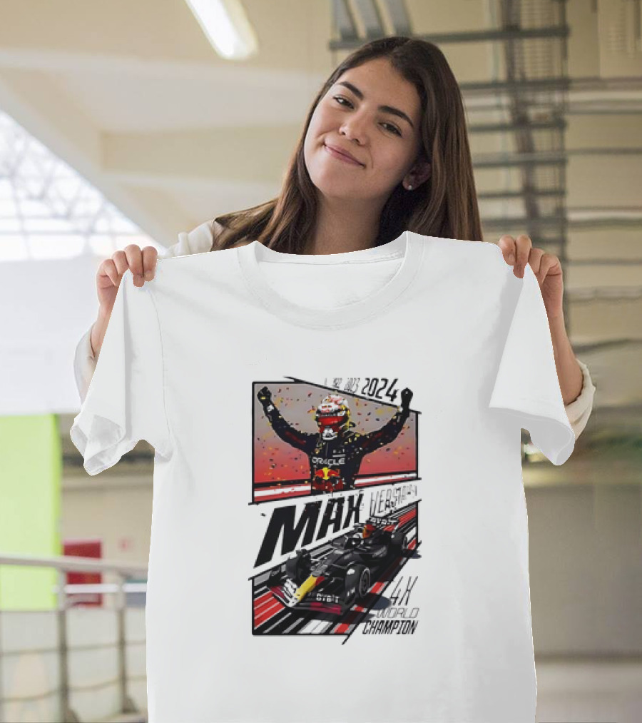 Max Verstappen 4X World Champion 2024 Racing Oracle Formula Victory T-Shirt