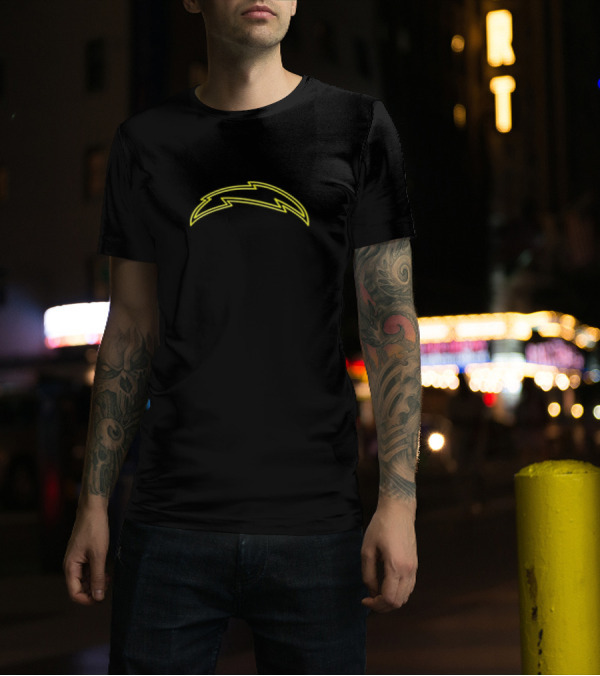 Chargers Danger High Boltage Lightning Bolt Neon Yellow T-Shirt