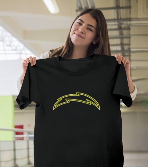 Chargers Danger High Boltage Lightning Bolt Neon Yellow T-Shirt