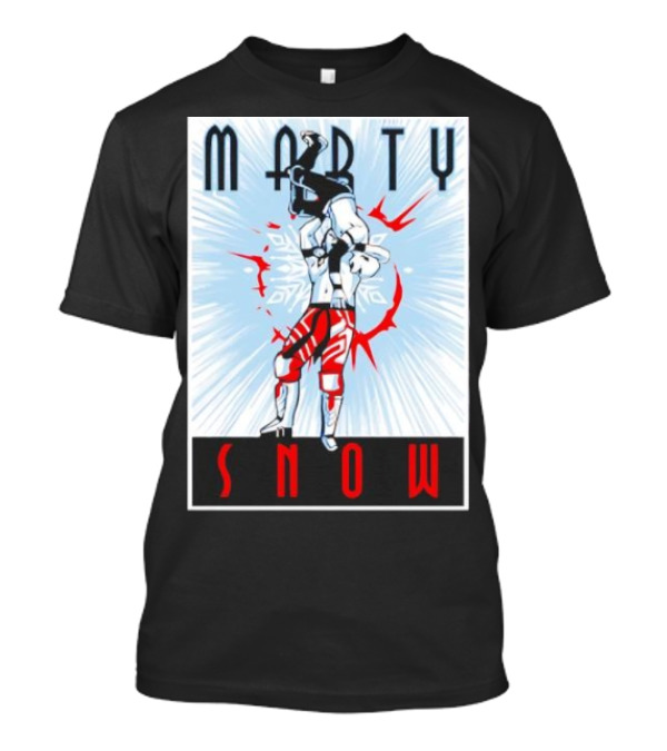 Marty Snow Wrestling Suplex Action Scene With Snowflakes And Dynamic T-Shirt