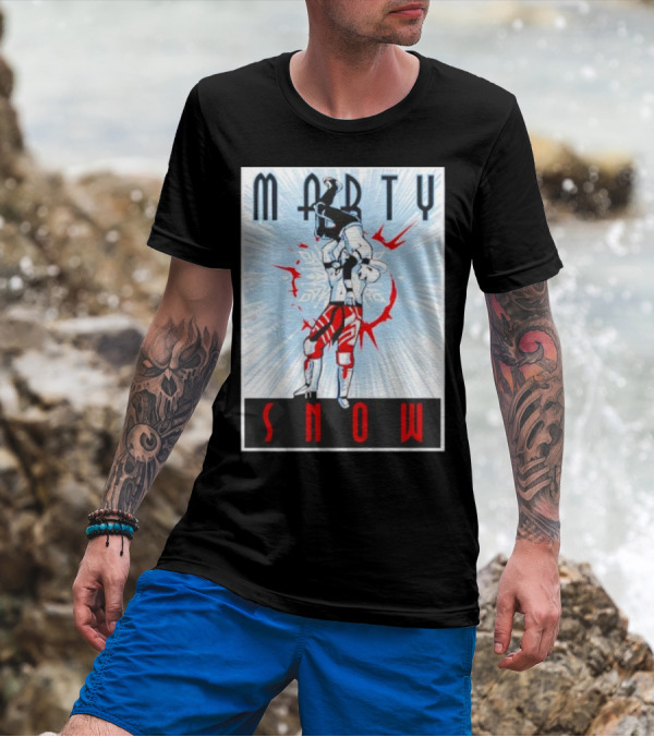 Marty Snow Wrestling Suplex Action Scene With Snowflakes And Dynamic T-Shirt