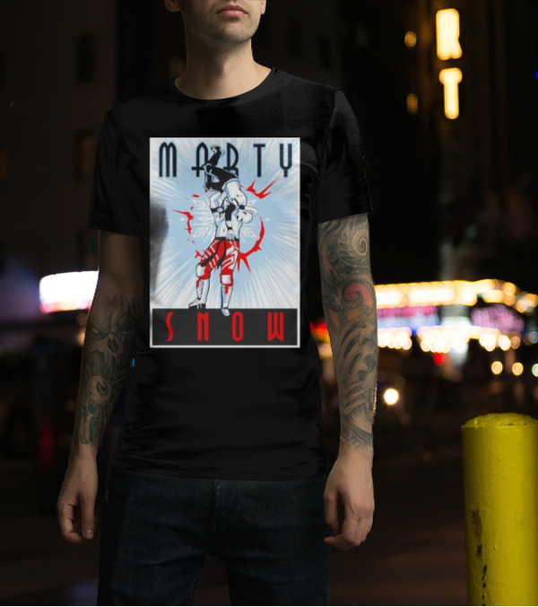Marty Snow Wrestling Suplex Action Scene With Snowflakes And Dynamic T-Shirt
