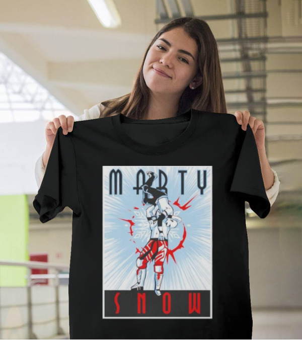Marty Snow Wrestling Suplex Action Scene With Snowflakes And Dynamic T-Shirt