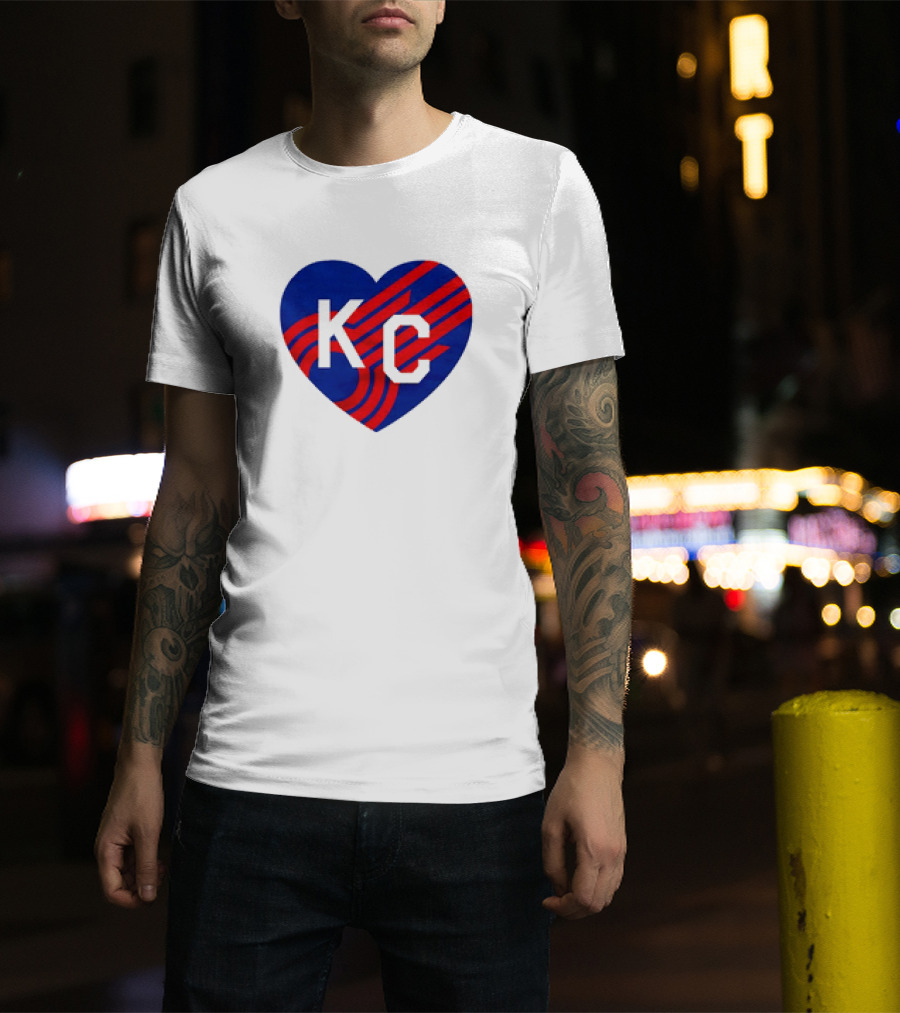 KC Comets Blue Red Striped Heart Love T-Shirt