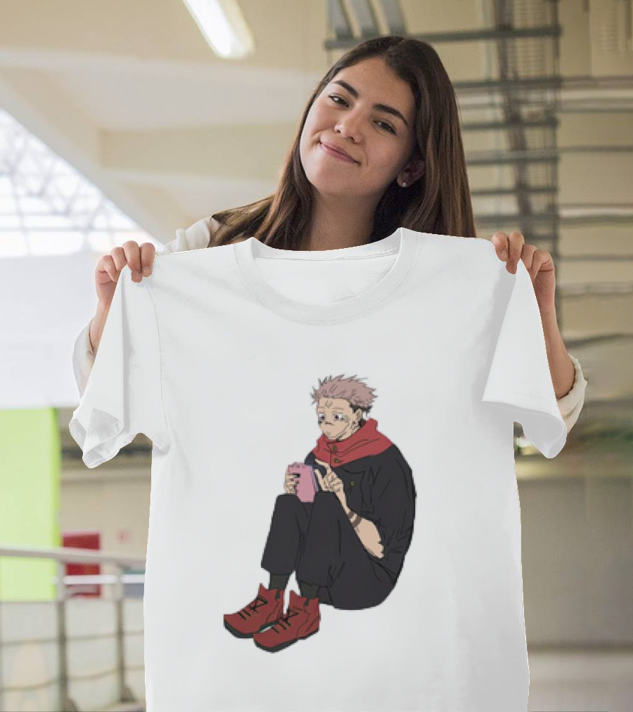 Yuji Itadori Mode Ryomen Sukuna Playing with Phone Jujutsu Kaisen Anime T-Shirt