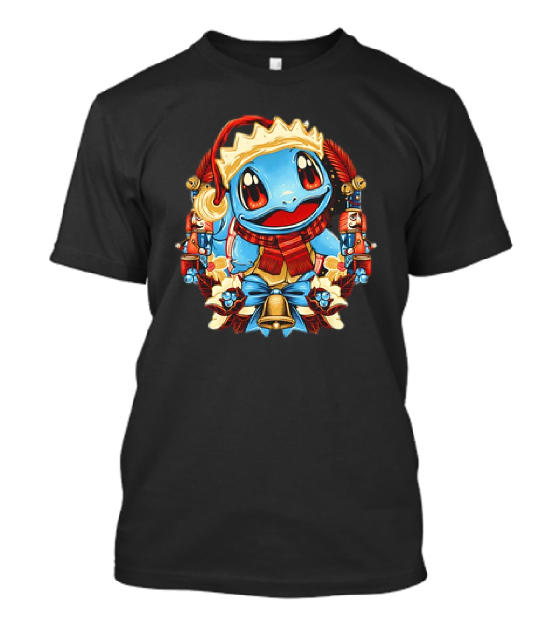 Squirtle Santa Hat Christmas Pokemon Cartoon Nutcrackers Bells T-Shirt