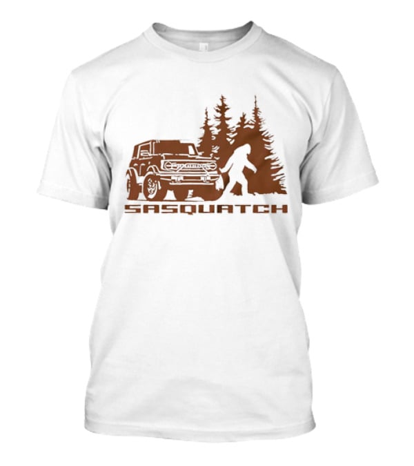 Sasquatch Bigfoot Bronco Truck Forest Scene T-Shirt