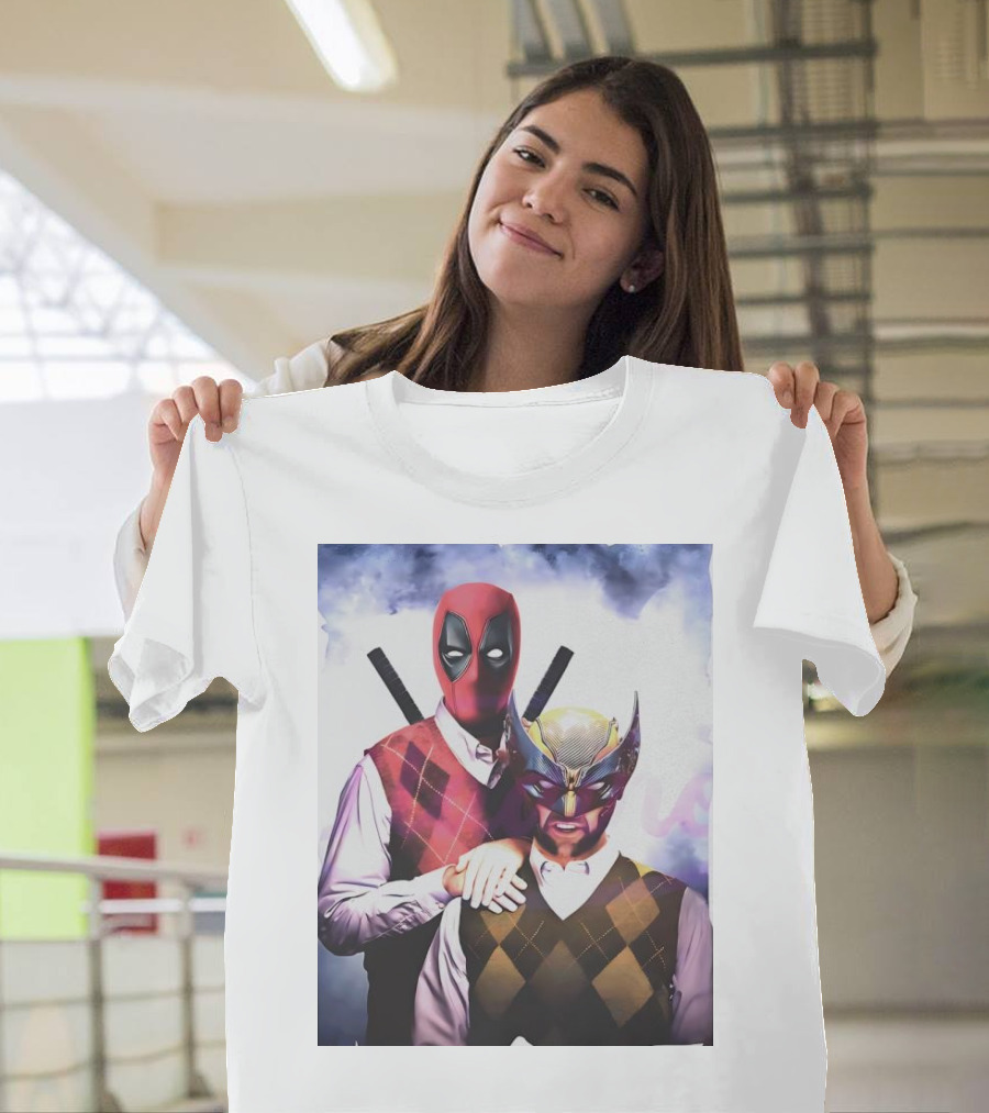 Retro Deadpool and Wolverine Step Brothers Iconic Parody Image T-Shirt