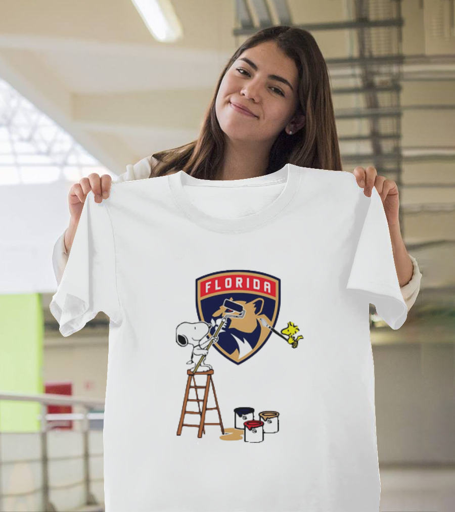 Snoopy And Woodstock Painting Florida Panthers T-Shirt