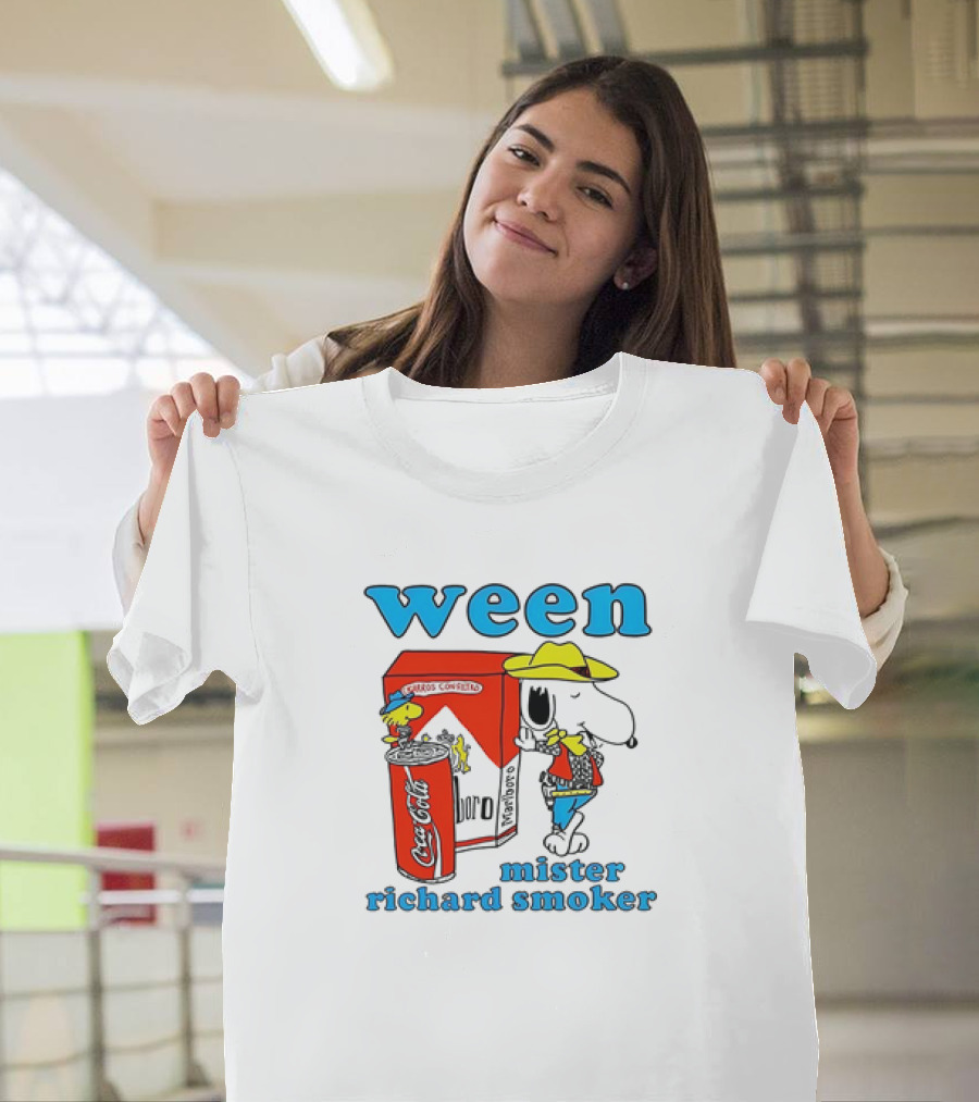 Ween Snoopy Woodstock Peanuts Mister Richard Smoker Marlboro Coca-Cola Cheetos T-Shirt