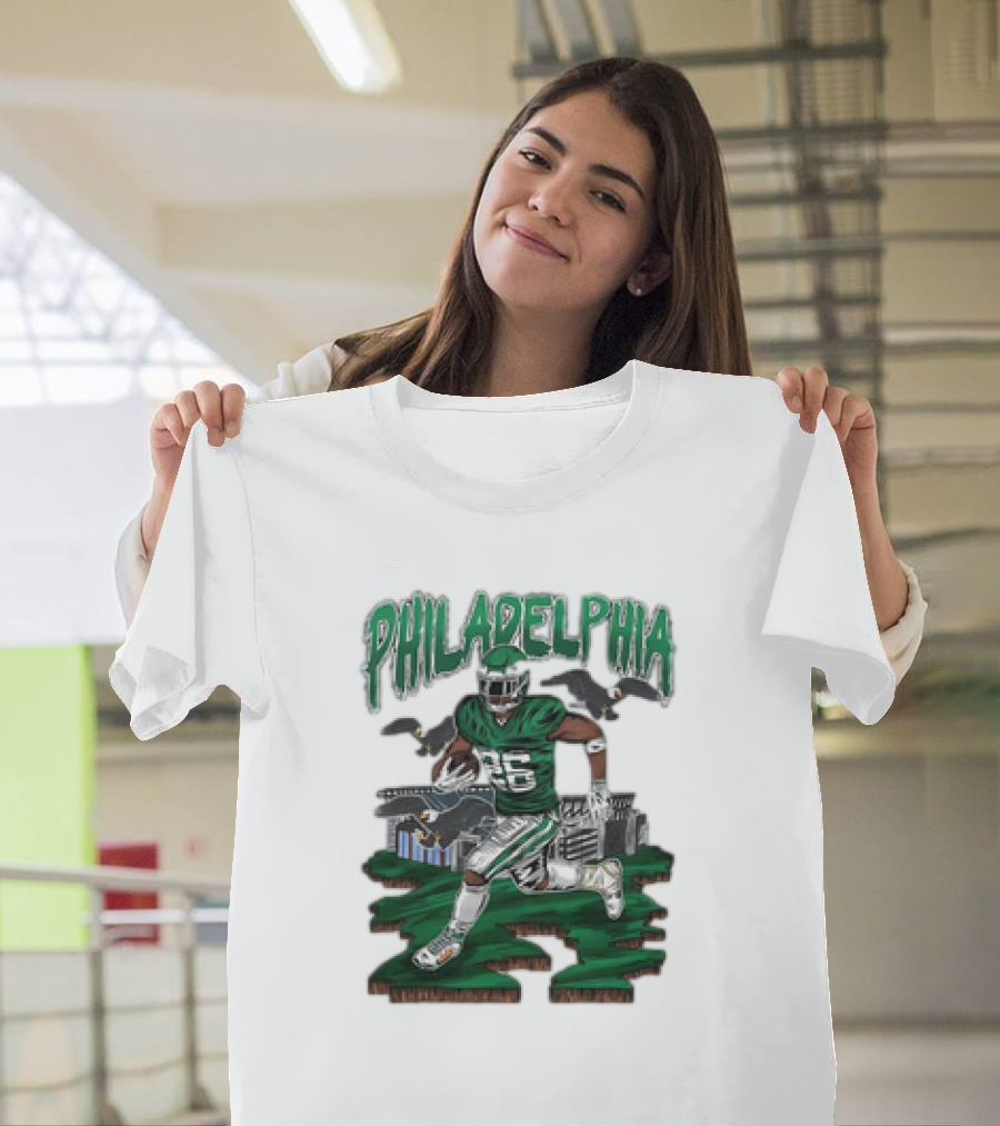 Philadelphia Eagles Saquon Barkley Bird Gang Running Player with Birds T-Shirt